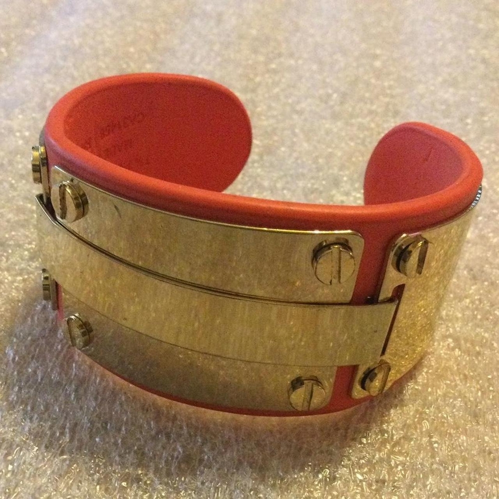 BCBG Gold and Coral Cuff Bracelet